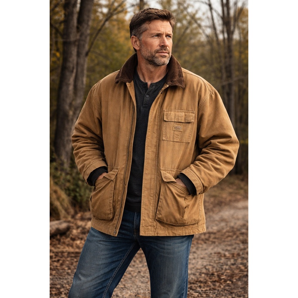 Dickies Duck Chore Coat Stonewashed Brown XL‎ Quilt Lined Vintage